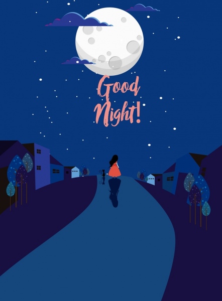 Boa noite banner ícone de lua design azul escuro