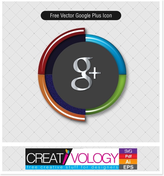 Google Plus Icon colorido moderno meia decoração redonda