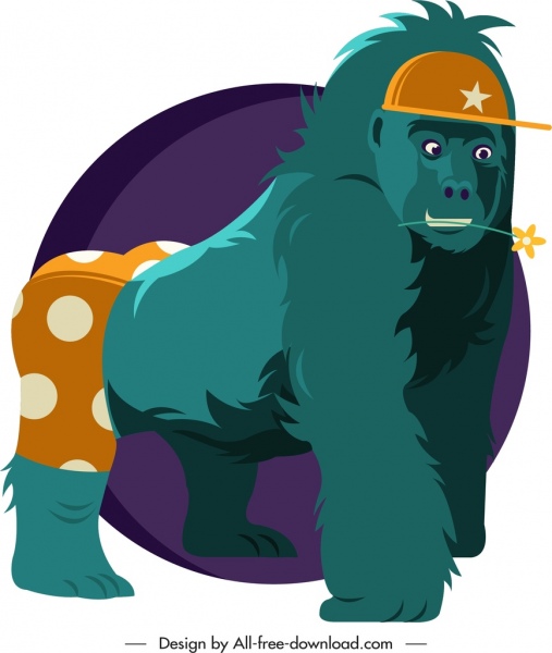 gorila ikon hewan lucu bergaya sketsa
