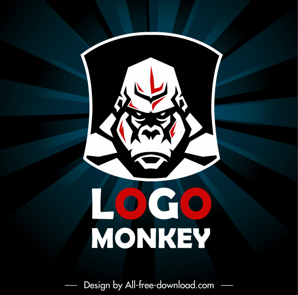 modelo de logotipo gorila esboço escuro plano