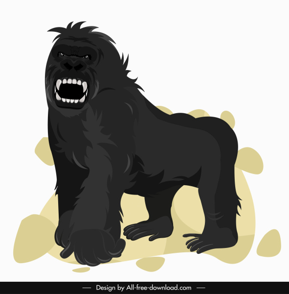 Gorilla Malerei aggressive Emotionen Skizze Cartoon Charakter