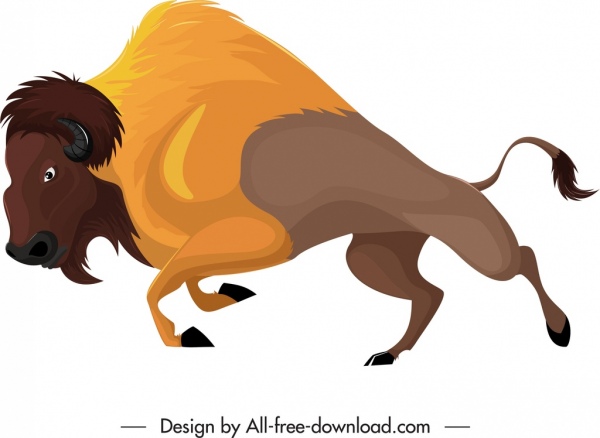 草食動物のアイコン野生の雄牛のキャラクタースケッチ漫画のデザイン