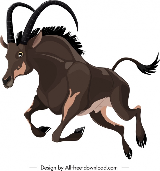 Graminivore Spezies Ikone Antilope Cartoon Charakterskizze
