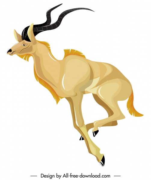 Antilope pascolante icona fumetto colorato schizzo