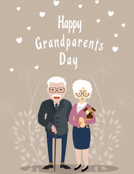 дедушки и бабушки день баннер старая пара значок