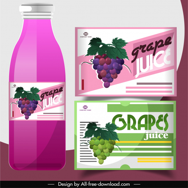 plantillas de etiqueta de jugo de uva color plano diseño moderno