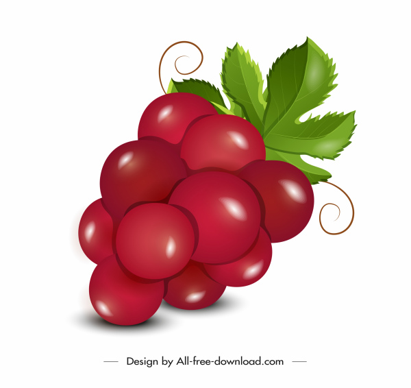 icono de uvas rojo brillante decoración diseño moderno