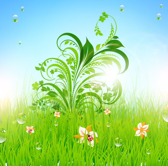 Rumput alam dan bunga vektor