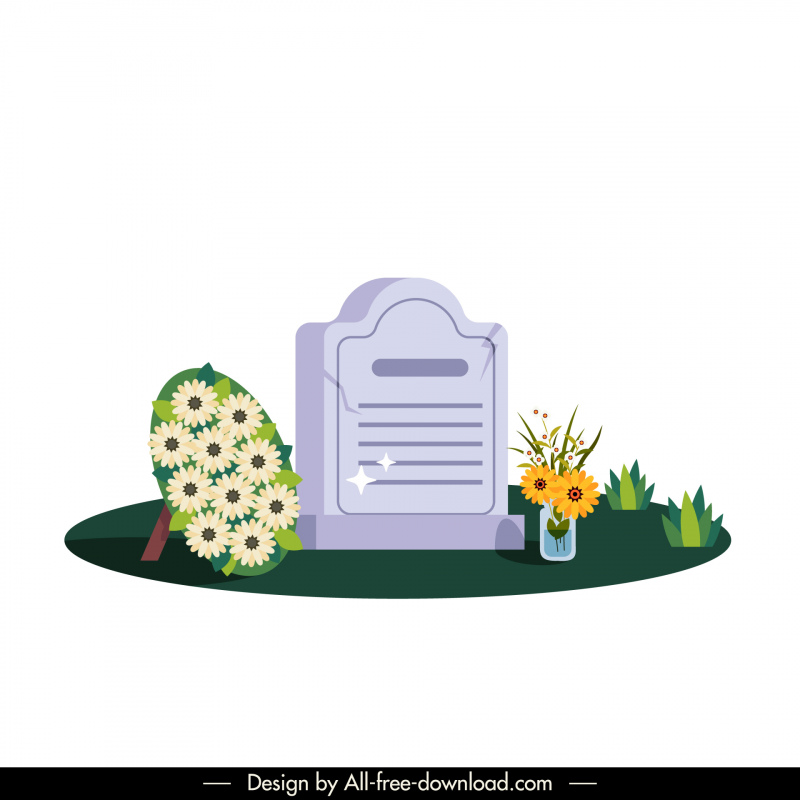 éléments de conception de cimetière tombe fleur bouquet croquis