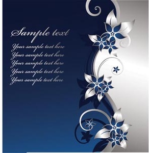 Gray Floral Art Illustration On Beautiful Blue Background Free Vector
