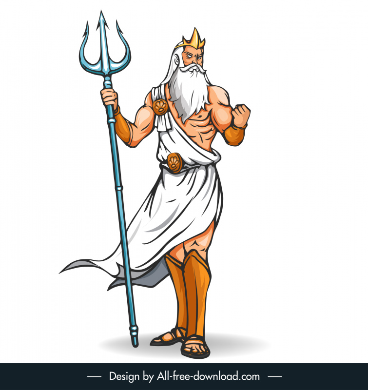 Dewa Yunani Zeus ikon desain karakter kartun dinamis
