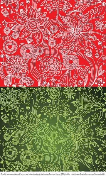grüne und rote Blumen paisley Vektor-Muster