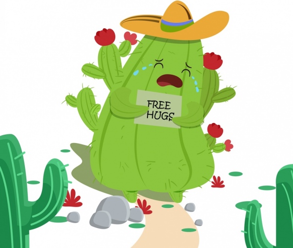 grüne Kaktus-Ikone lustiges stilisiertes Design