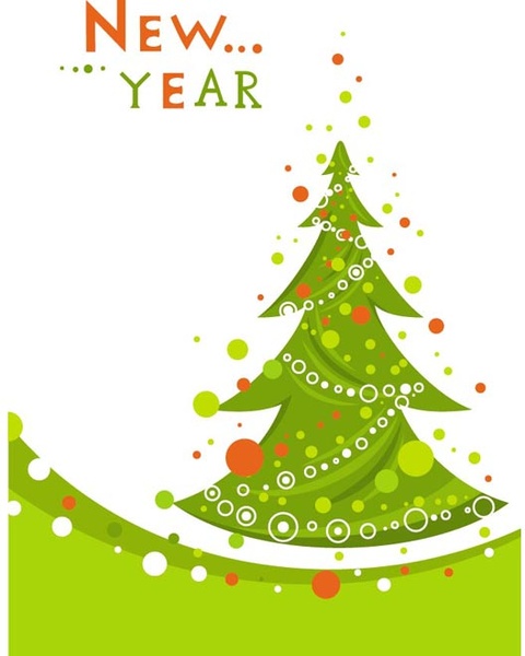 hijau pohon grunge Natal dengan tahun baru teks vektor