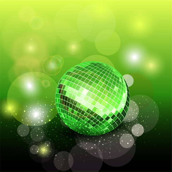 La bola de discoteca de fondo verde