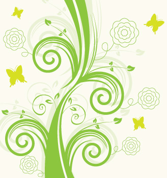 ออกแบบลายดอกไม้สีเขียว