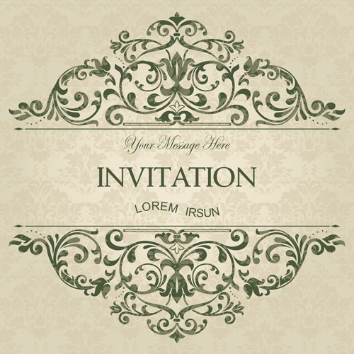 conjunto de vetores de cartões de convite floral verde