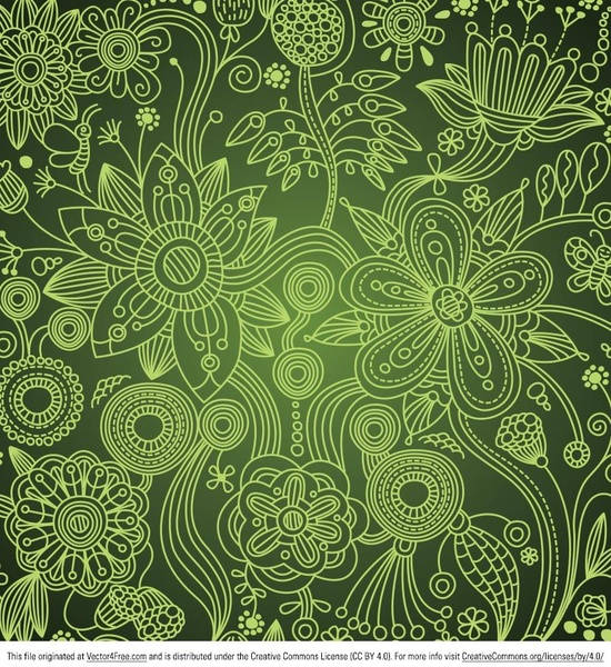 hijau floral vector pusaran