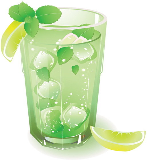 зеленый сок со льдом вектор