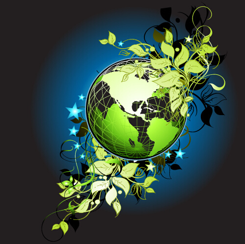 grüne Blatt und Eco-Erde-Vektor