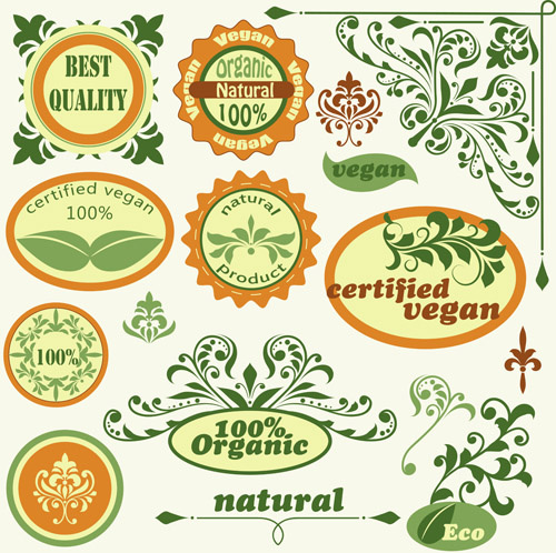 hijau alami label desain vektor