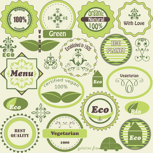 vector de diseño de etiquetas natural verde