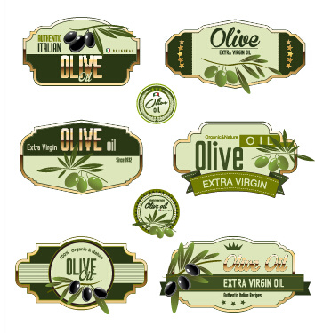 huile d’olive verte étiquettes set vector