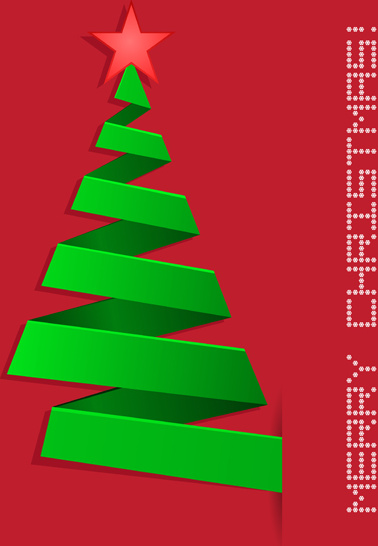 Grünband Weihnachtsbaum mit roten Hintergrund