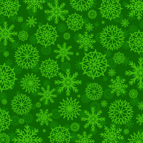 緑雪片ベクターのシームレス パターン
