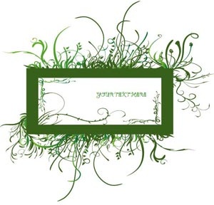 vector de diseño de marco de primavera verde hierba arte floral patrón