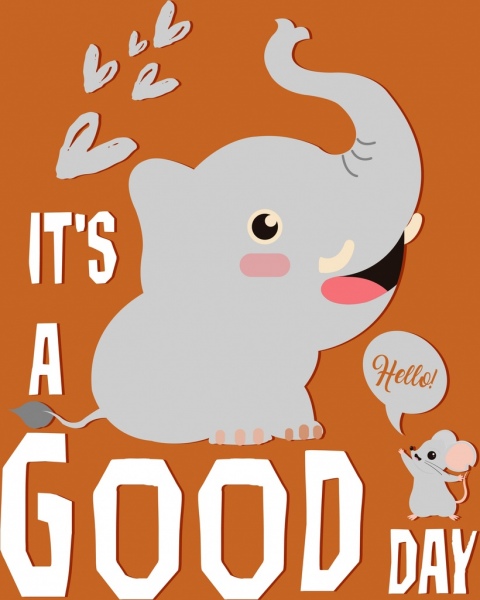 Salam banner lucu gajah mouse ikon teks dekorasi