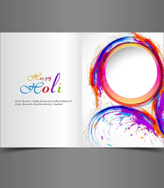 latar belakang warna-warni kartu ucapan India festival holi dengan perayaan vektor ilustrasi