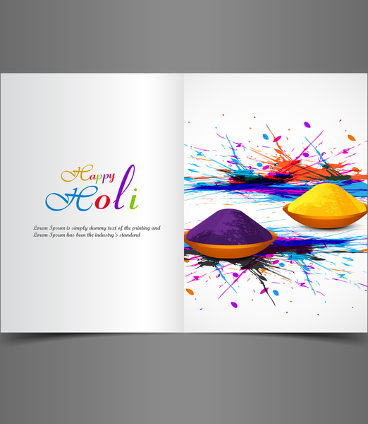 latar belakang warna-warni kartu ucapan India festival holi dengan perayaan vektor ilustrasi