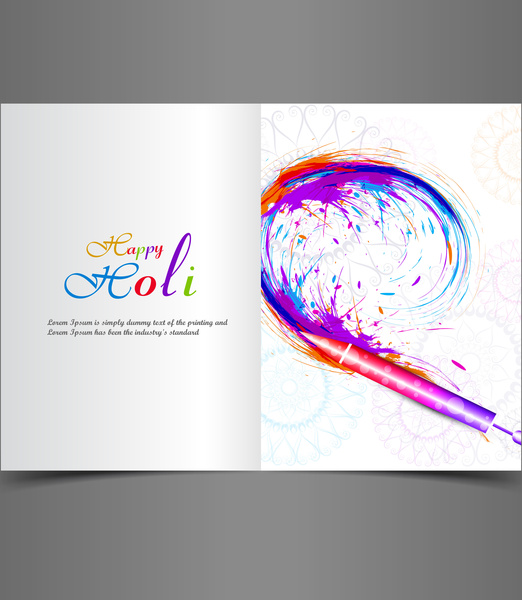 tarjeta de felicitación colorida fondo de holi festival indio con la ilustración de vector de celebración