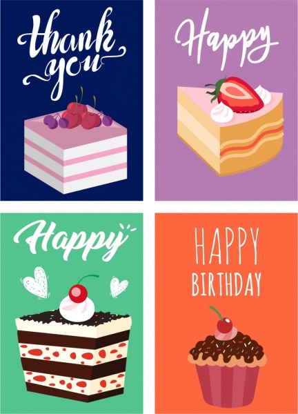 modèles de cartes de vœux gâteaux à la crème icône décor
