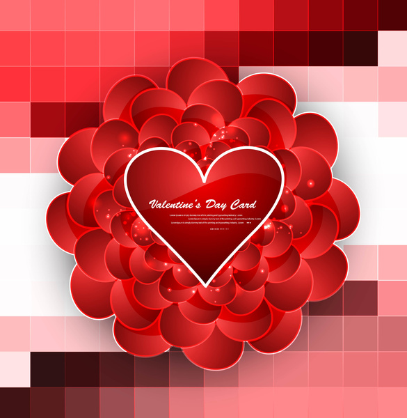 Greeting Card Valentines Day Hearts Colorful Background For Wedding Invitation Card Vector