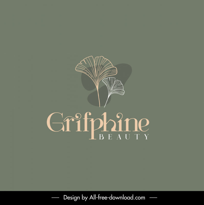 grifphine ความงาม logotype แบนคลาสสิกวาดภาพร่างใบวาดด้วยมือ
