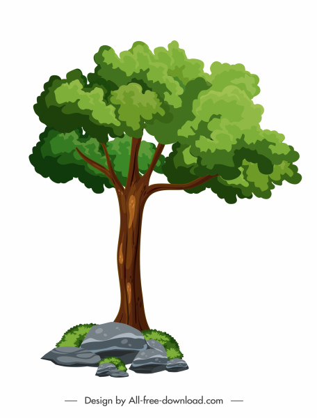 生長樹圖示五顏六色的素描