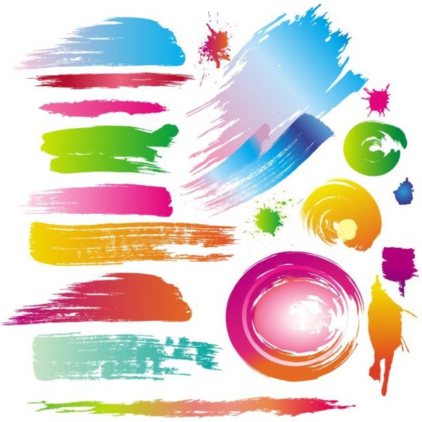 grunge traço marcas coleção colorida aquarela decoração