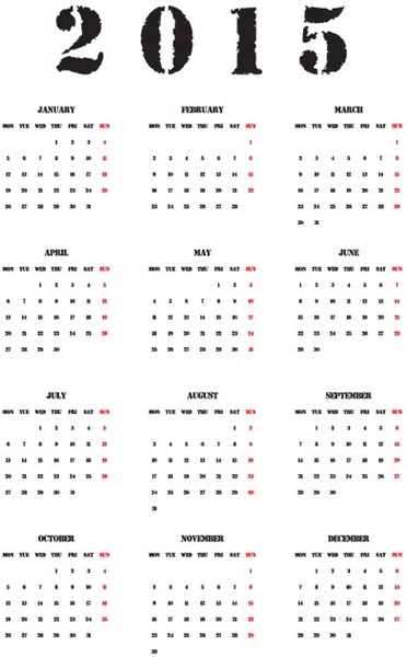grunge tipografi simple15 vektor kalender