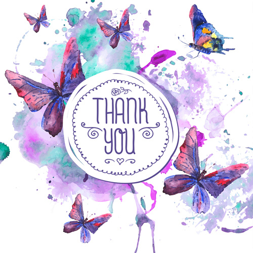 Grunge Watercolor With Butterflies Vector Background