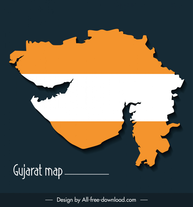 Gujarat Karte Hintergrund Flacher Kontrast Design