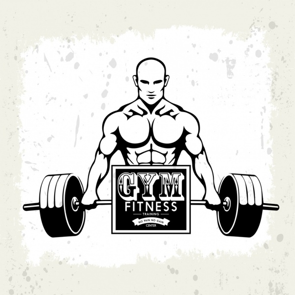 l'athlète de gym fitness poids icône rétro design logotype