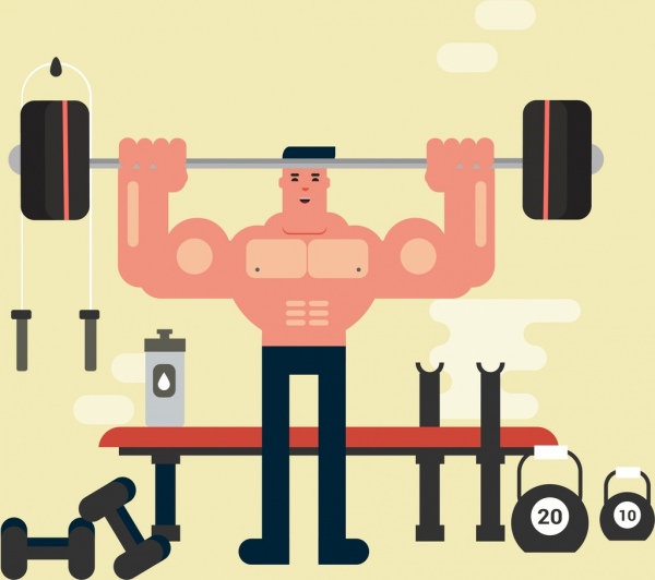 Phòng tập thể dục thể thao bức tranh người đàn ông cơ bắp trọng lượng biểu tượng