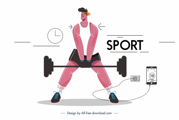 健身房运动员图标卡通人物素描