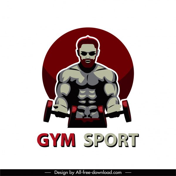 ícone de esporte de ginásio musculoso esboço design escuro