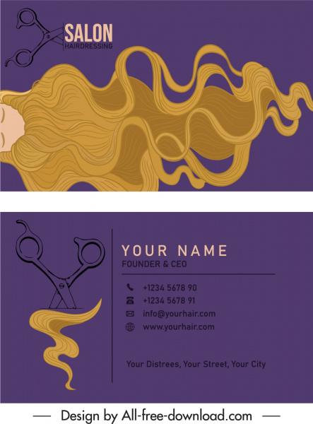 template kartu nama salon rambut dekorasi klasik dinamis