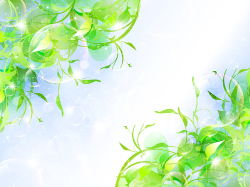 Halo burbuja con hojas verdes vector background