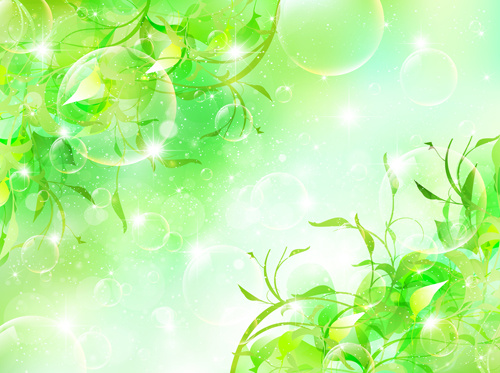 Halation Blase mit grünen Blättern Vektor Hintergrund