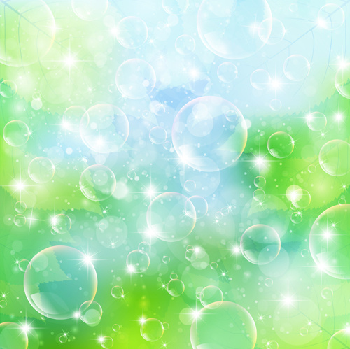 Halo burbuja con hojas verdes vector background